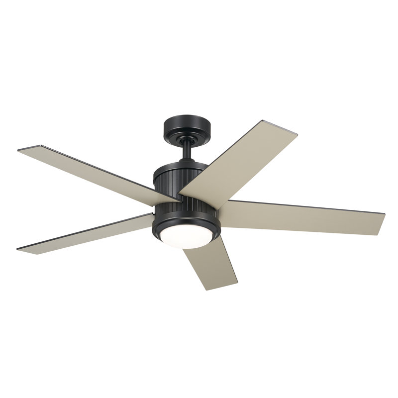 Bhram 48'' Ceiling Fan with LED Lights, Brushed Stainless Steel/Walnut