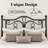 Queen Metal Platform Bed with Butterfly-style headboard and Footboard, Under-Bed Storage, Easy Assembly, Black-1325450357-1325450352