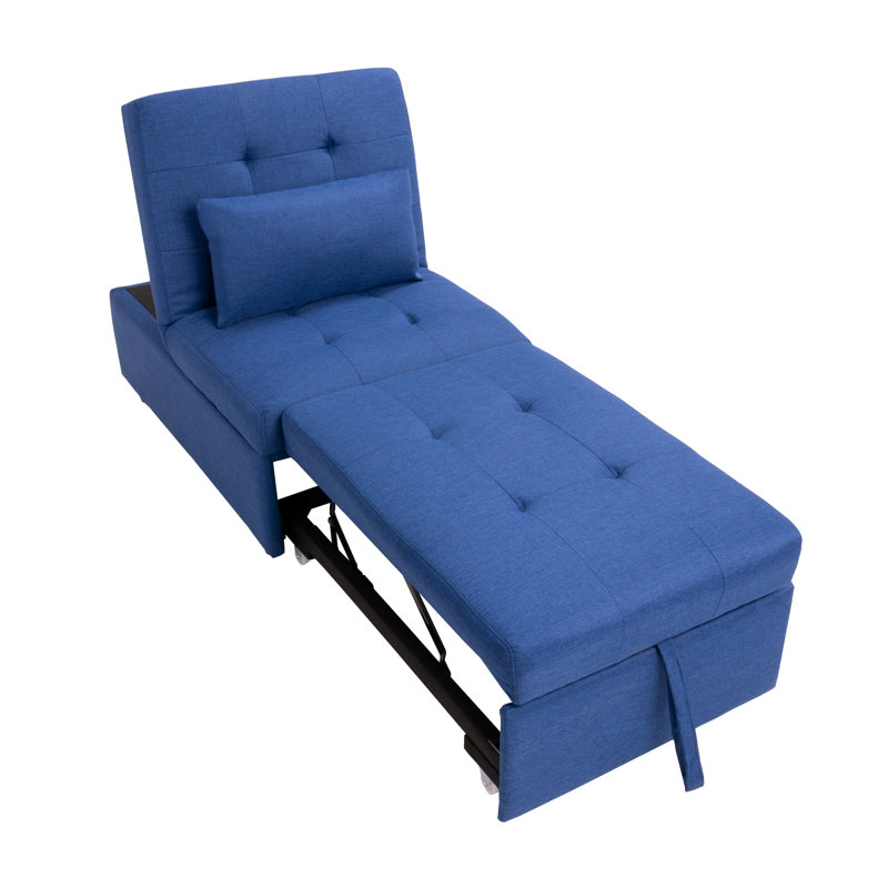 Convertible Accent Chairs, Dark Blue Linen Blend