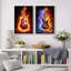 Illustration de guitare électrique flamboyante, studio de musique, impression sur toile encadrée, 2 pièces-126031220-126031222