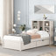 Lit simple blanc délavé avec rangement de tiroir efficace pour 2 tiroirs, lavable-606384257