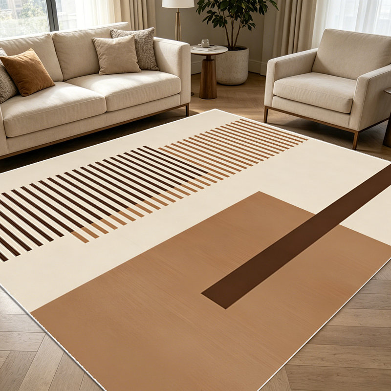 1PC minimalist neutral geometric stripe line art area rugs for Living Room, Soft and Comfortable, Suitable for all seasons, easy-to-maintain, machine washable Indoor floor mat, Under Table Farmhouse suitable for dining table, entryway, bedroom, home