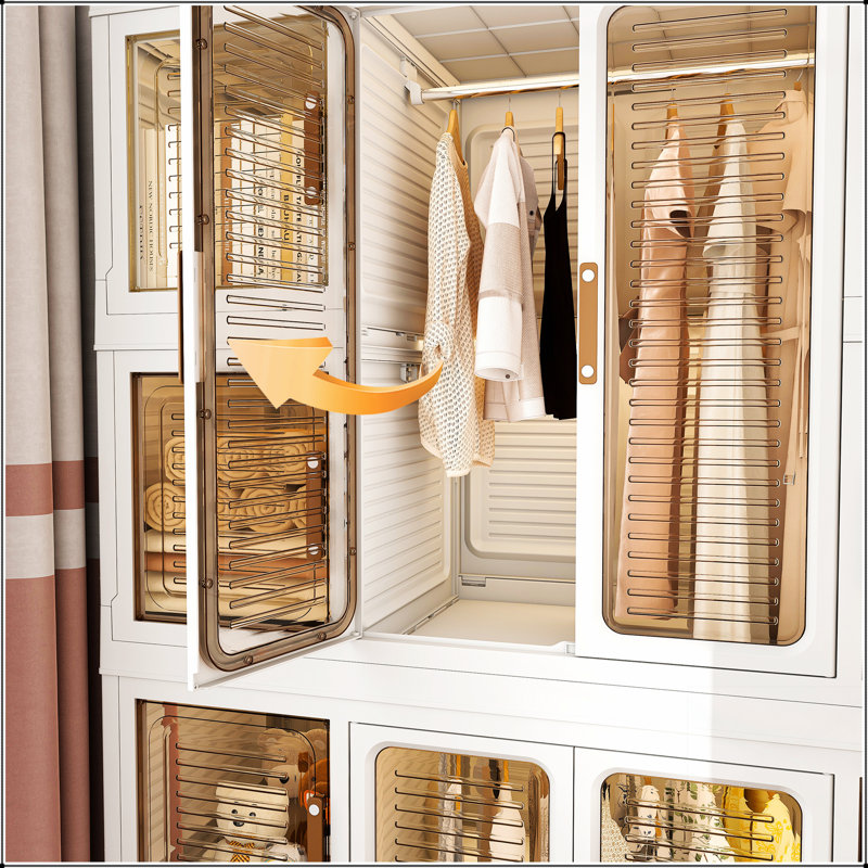 Garde-robe portable durable avec 12 portes magnétiques et 12 cubes, idéale pour le rangement organisé et l'efficacité de l'espace