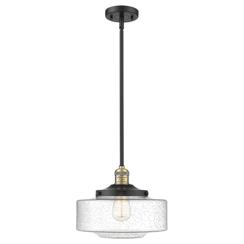 Mini-luminaire suspendu à tige lumineuse 12 po Franklin Restoration - Lainee - ampoule non incluse - finition bronze frotté