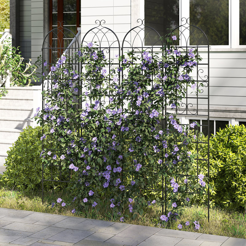 Ensemble de 2 treillis de jardin en métal pour plantes grimpantes, ensemble de 2 panneaux de treillis de style rétro de 87 po de hauteur
