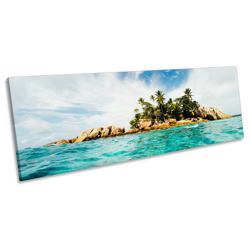 Desert Island Beach Seascape - Wrapped Canvas Panoramic Print, 40.64cm H x 121.92cm W x 2cm D