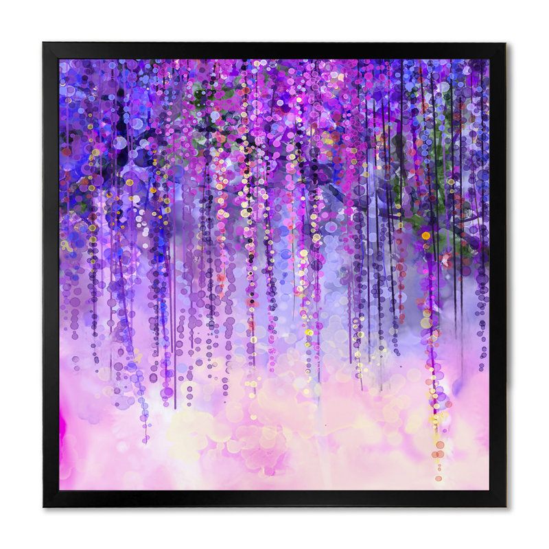 Printemps fleurs mauves arbre Wisteria en fleur - œuvre d'art traditionnelle sur toile, H 30 po x l 30 po x P 1 po