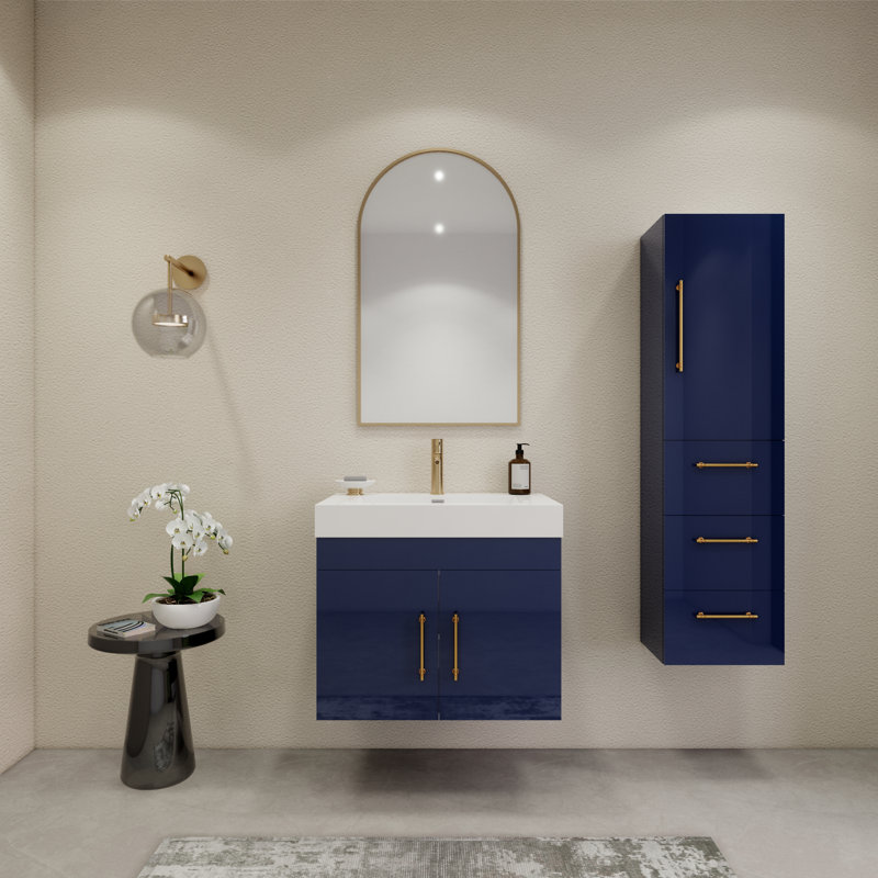 29.5" Wall-Mounted Single Bathroom Vanity Set, Night Blue