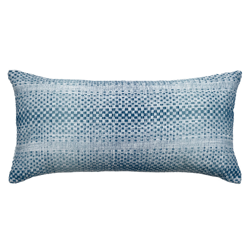 Stacatto Striped Outdoor Reversible Throw Pillow, Navy