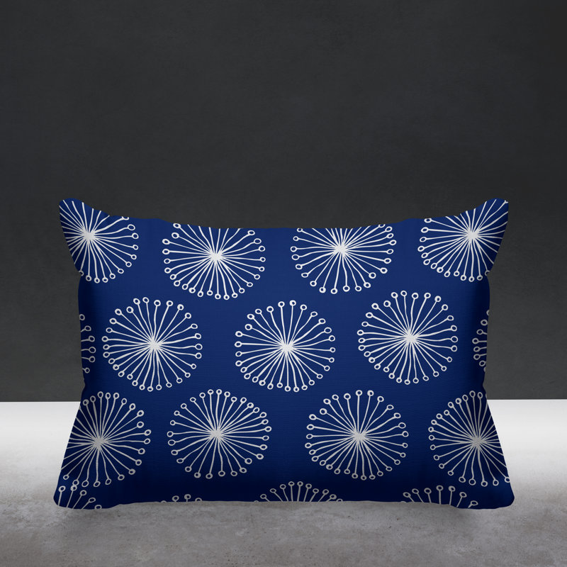 Janis Dandelion Indoor/Outdoor Throw Pillow, Navy Blue
