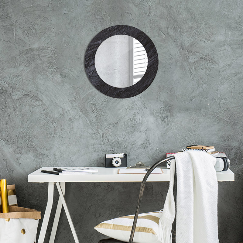 Huldar Glass Flat Wall Mirror, Black Black Stone, 50cm H x 50cm W
