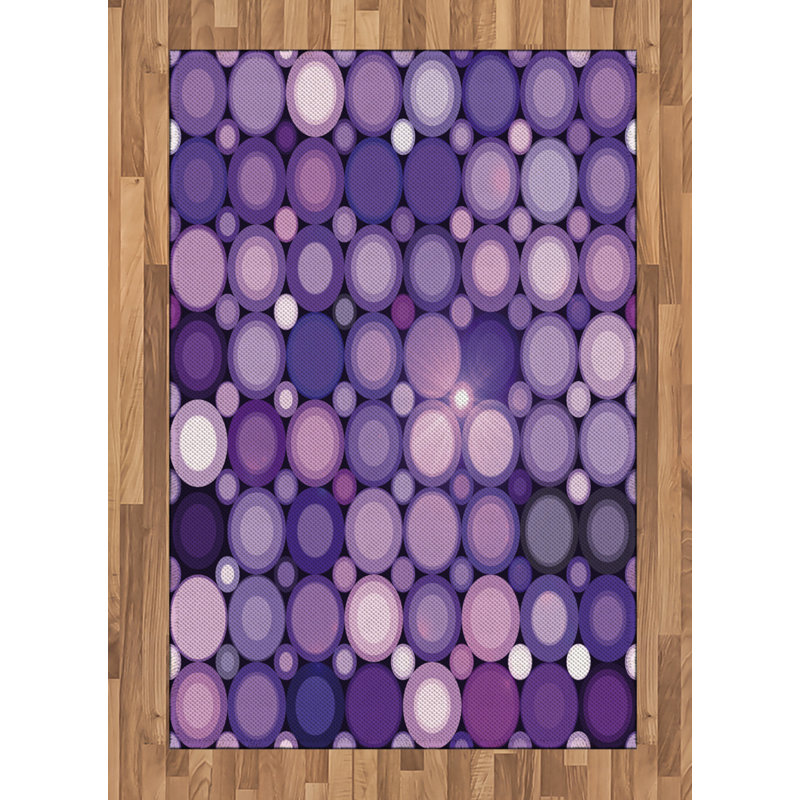 Circles Modern High Density Long Fiber Poly Threads Decorative Area Rug Carpet, Rectangle 4' x 5'8"