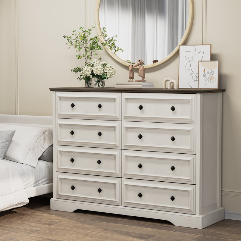 Commode 8 tiroirs Farmhouse, 8 Drawers-Antique  White