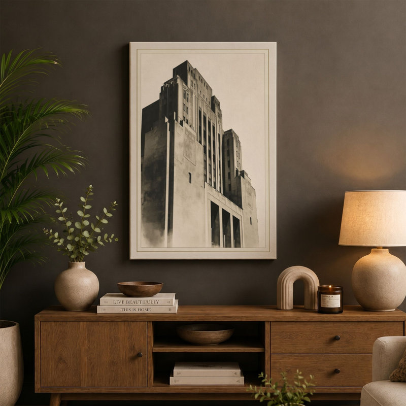 Ascendant Art Deco - Wrapped Canvas, 36x24 - 91.4 x 61.0 cm, Terracotta Border