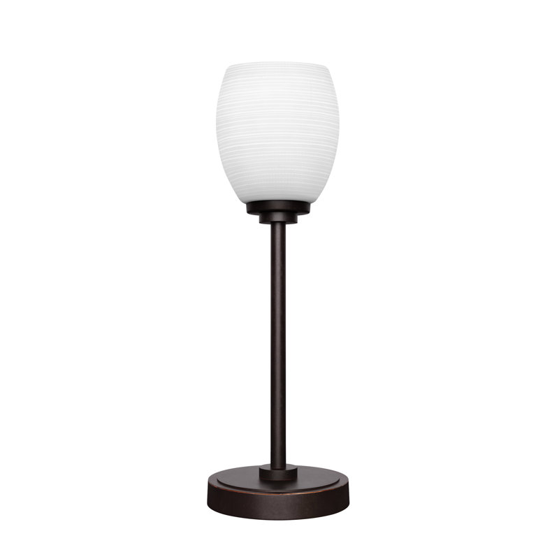 Lampe d'appoint Aneka montrée avec verre matriciel de 5 po, Granit foncé, Blanc