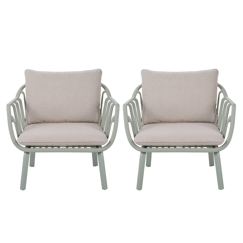 Chaise de patio d'extérieur, fauteuil de patio d'extérieur, ensemble de 2, Vert clair