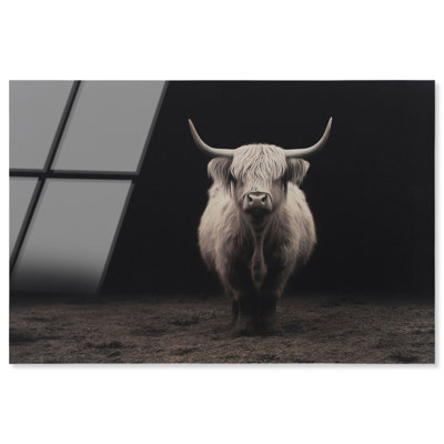 «Highland Cow I Shadowbox», reproduction d'art mural par Notoriart, cadre noir, 45 x 30