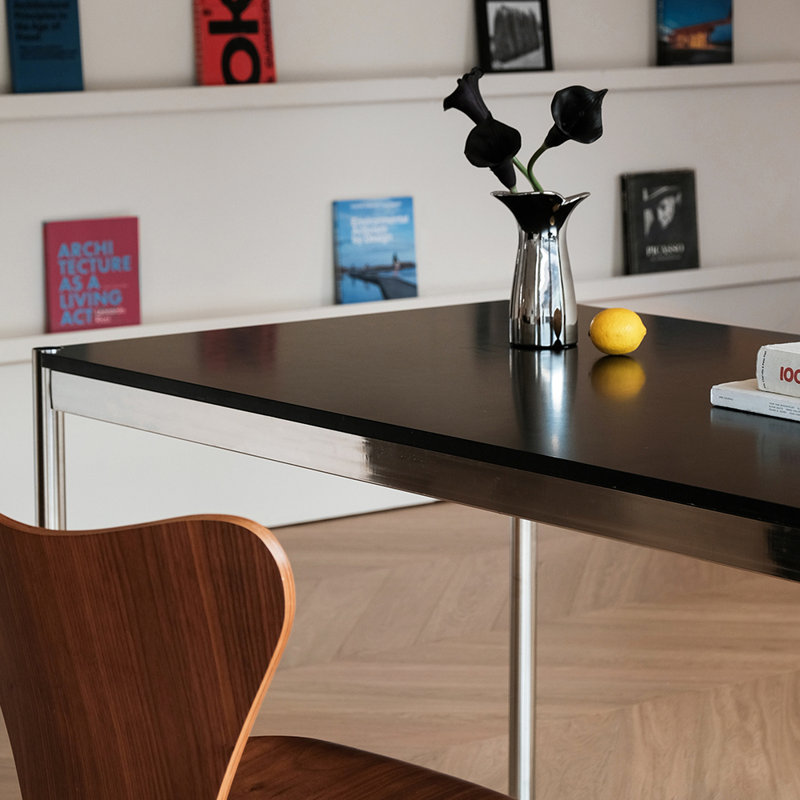 Modern Minimalist Design Rectangular Writing Desk, 29.13" H x 70.86" W x 31.49" D, Black