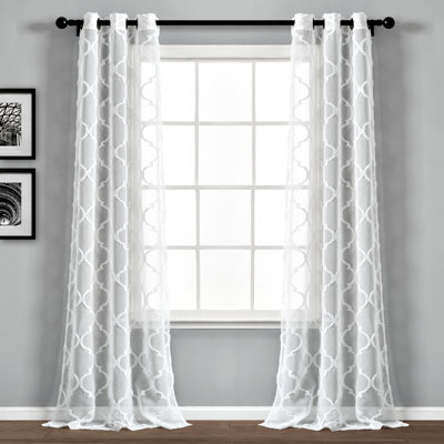 Lush Decor Avon Trellis Grommet Sheer Curtain Panels Pair Drapes (Set of 2)