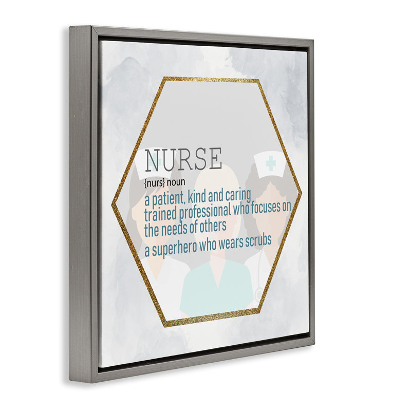 Art mural encadré "Nurse Professional" par Kim Allen, H 18 po x l 18 po, Cadre flottant gris lustré