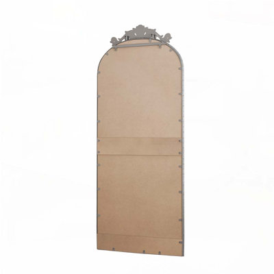 Miroir arqué pleine grandeur avec applique sculptée ornée rétro