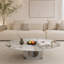 Table basse moderne en pierre frittée 49,2 po avec base en O en acier inoxydable - H 15,6 po