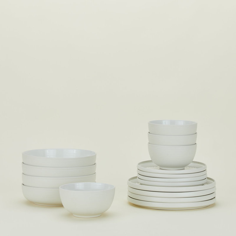 Essential Stoneware Dinnerware Set - Service for 4, Bone