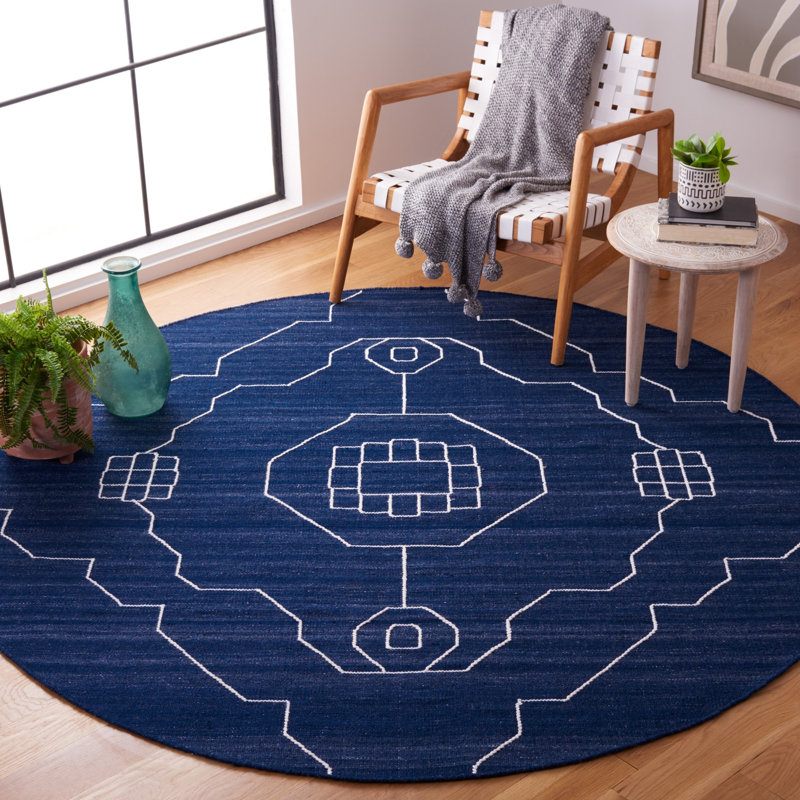 Brayden-Lee Flat Weave Polpropylene Southwestern Rug, Round 7'