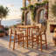 Ensembles de bar de patio modernes, corde en teck de 5 pièces en bois d'acacia pour les repas en plein air