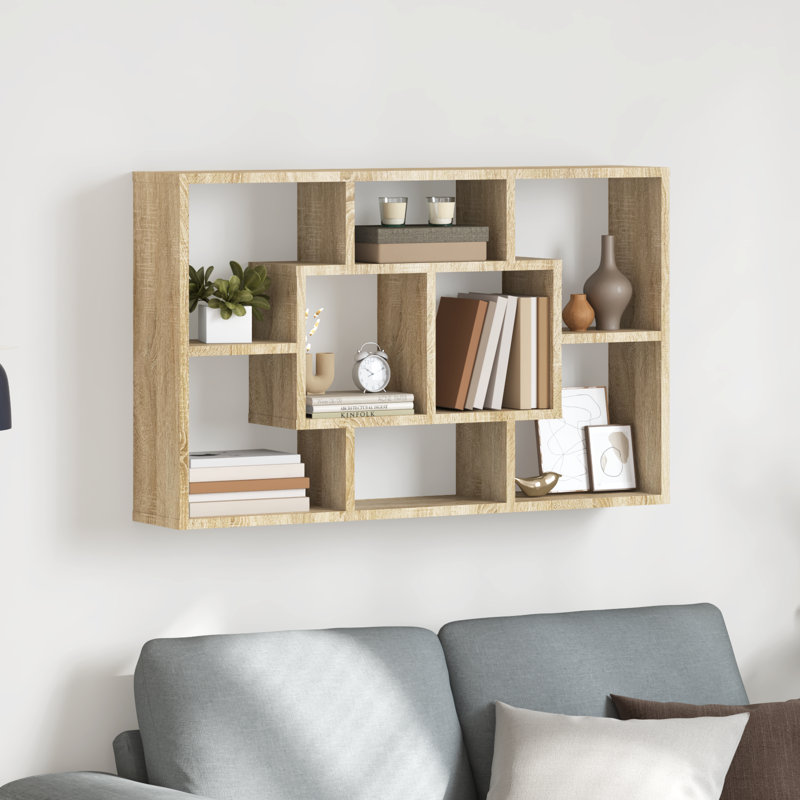 Tiffany 8 Piece Floating Shelf, 52.5cm H x 85cm W x 16cm D, Sonoma Oak