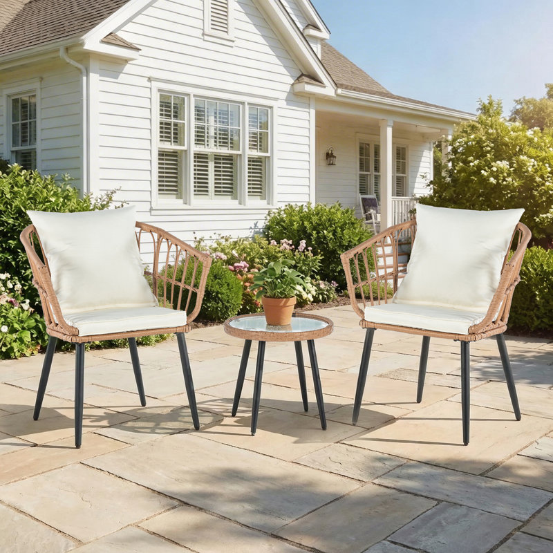 Shamai 2 - Person Patio Conversation Set with Cushions, Beige