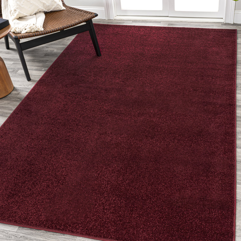 Arbelle Solid Low-Pile Dark Red Rug, Runner 2' x 12'