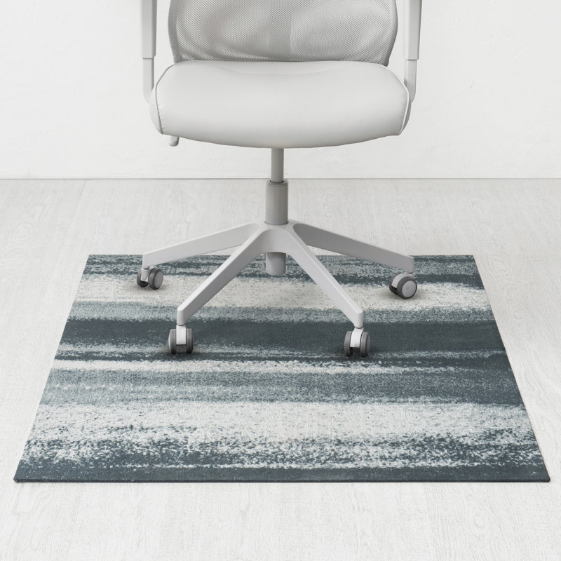 Neosho 36" x 48" Blue and White PVC Chair Mat