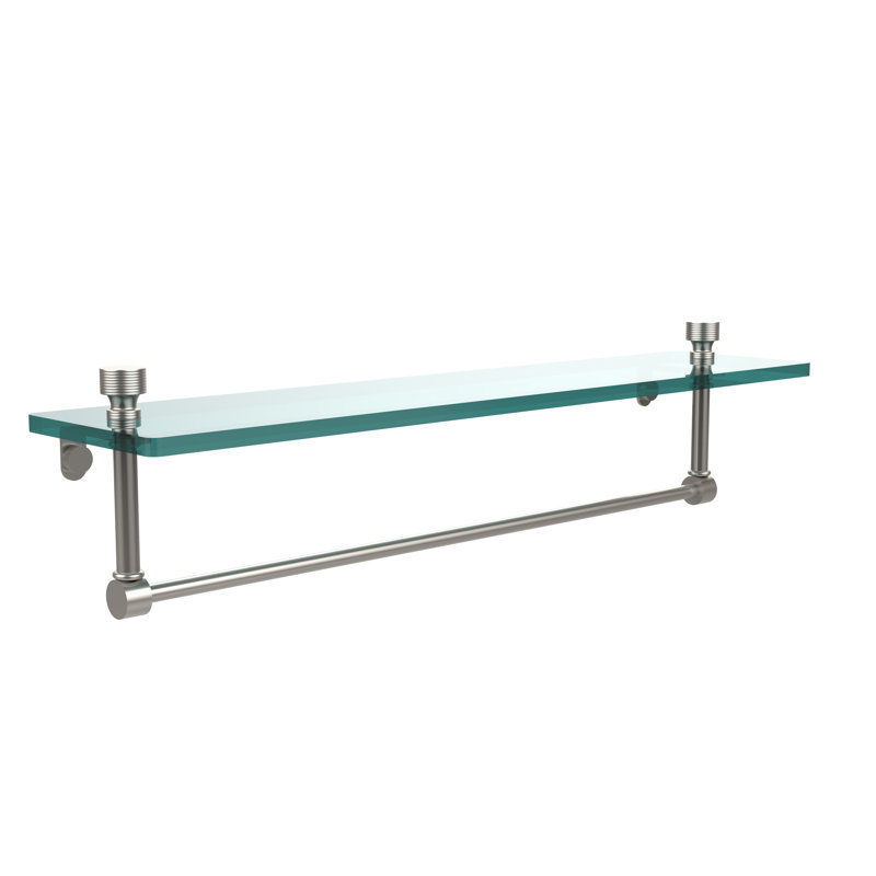 Ballenas Bracket Shelf with Towel Bar, Satin Nickel, 5' H x 16' W x 5' D
