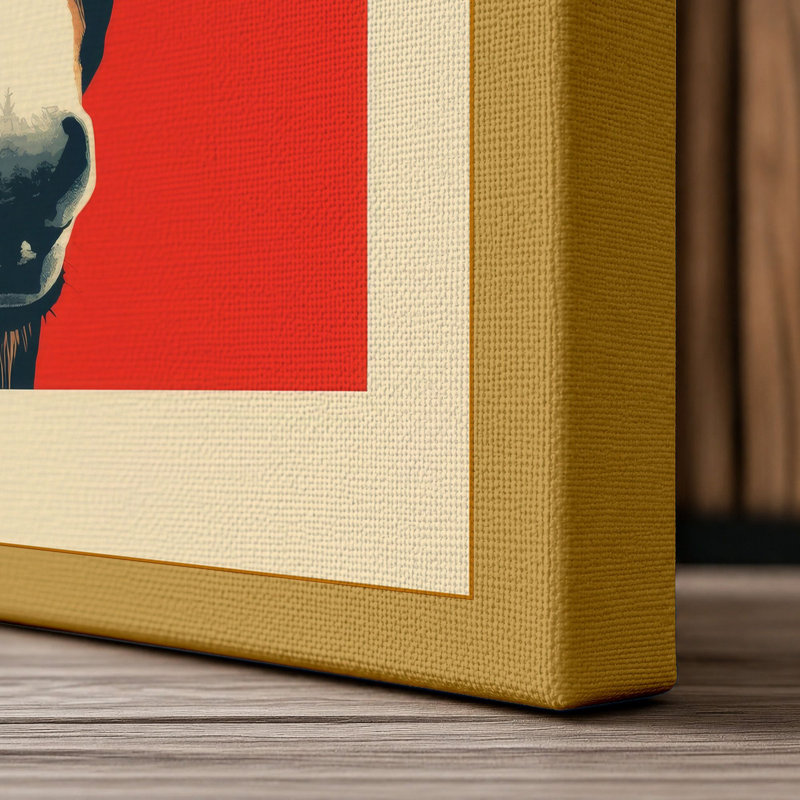 Frontal Donkey Portrait Graphic Art - Wrapped Canvas, 18x12 - 45.7 x 30.5 cm, Ochre Border