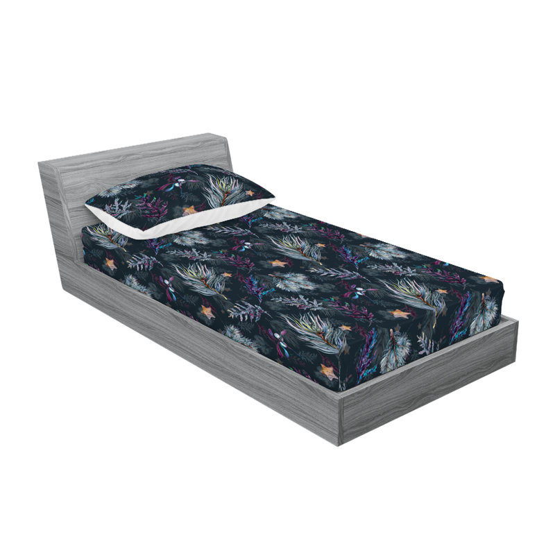 Drap-housse et taies décoratives 3 pièces Ambesonne, Ensemble de draps pour lit simple TG avec 1 taie d