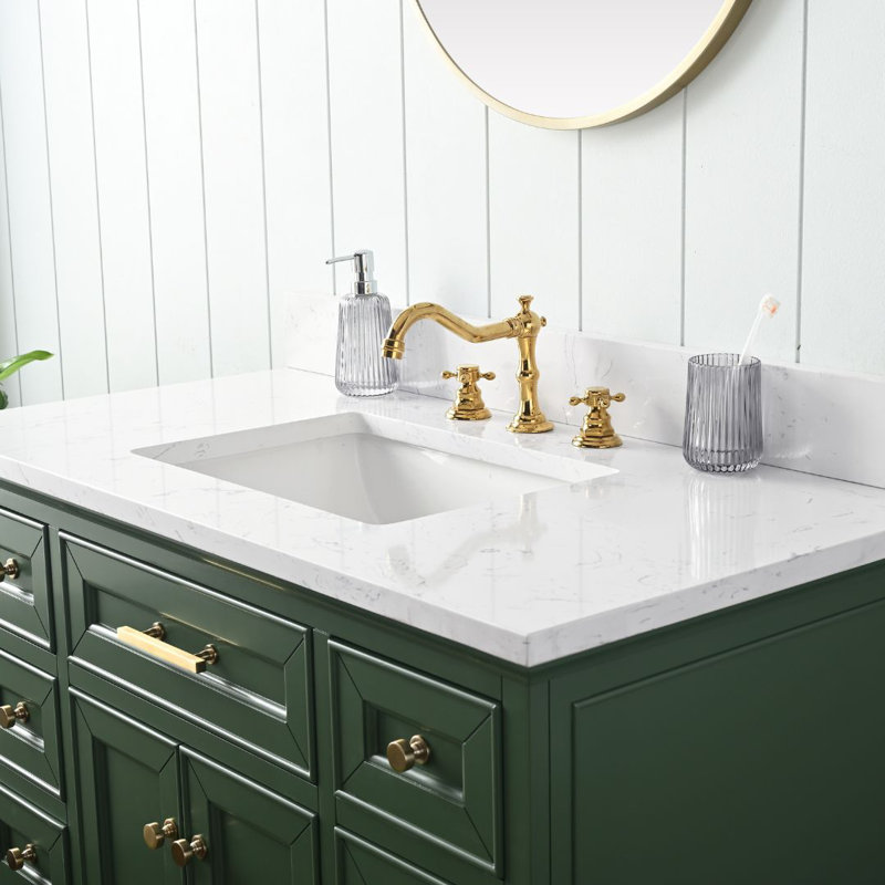 Thompson 42" W Single Bathroom Vanity, Evergreen/Brushed Gold