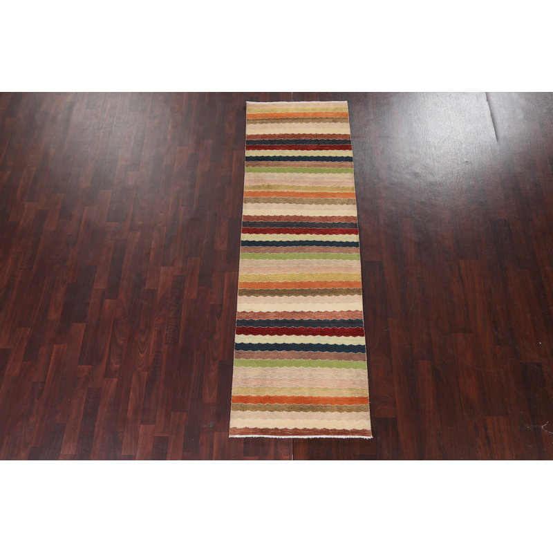 Tapis de couloir contemporain contemporain Gabbeh Kashkoli noué à la main