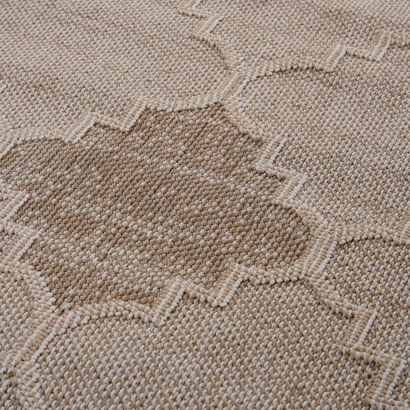 Tapis intérieur / extérieur 5X7 - crème, motif treillis, Rectangle 5 pi 3 po x 7 pi 6 po
