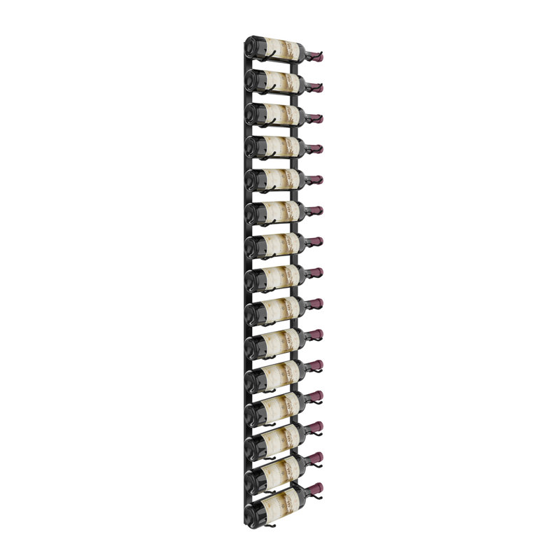 15 Bottle Wall Mounted Wine Bottle Rack, Matte Black