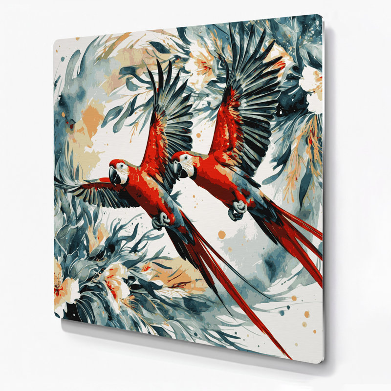 Oiseaux, art mural blanc, perroquet, roi australien, H 16 po x l 16 po