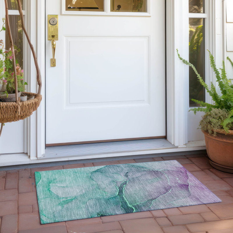 Tapis intérieur / extérieur Kyrie avec envers antidérapant, Rectangle 1 pi 8 po x 2 pi 6 po