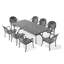 Ensemble de 9 meubles de patio en aluminium coulé avec coussins rouges 9 pièces