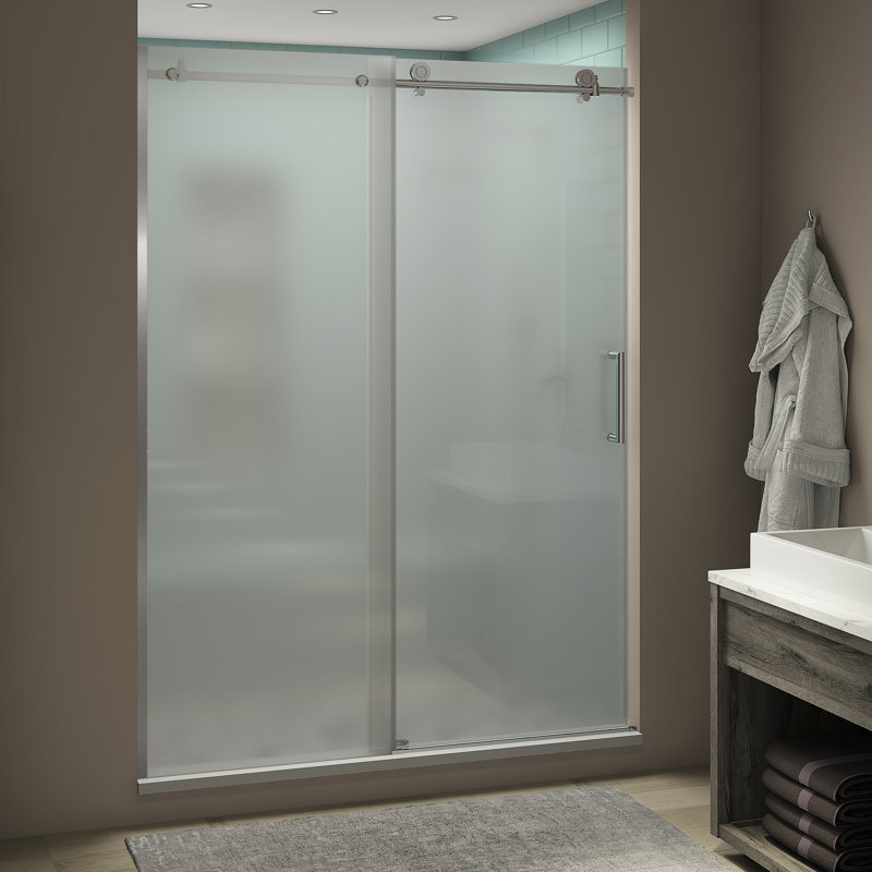 Coraline XL  52" W x 80" H Single Sliding Frameless Shower Door, Chrome