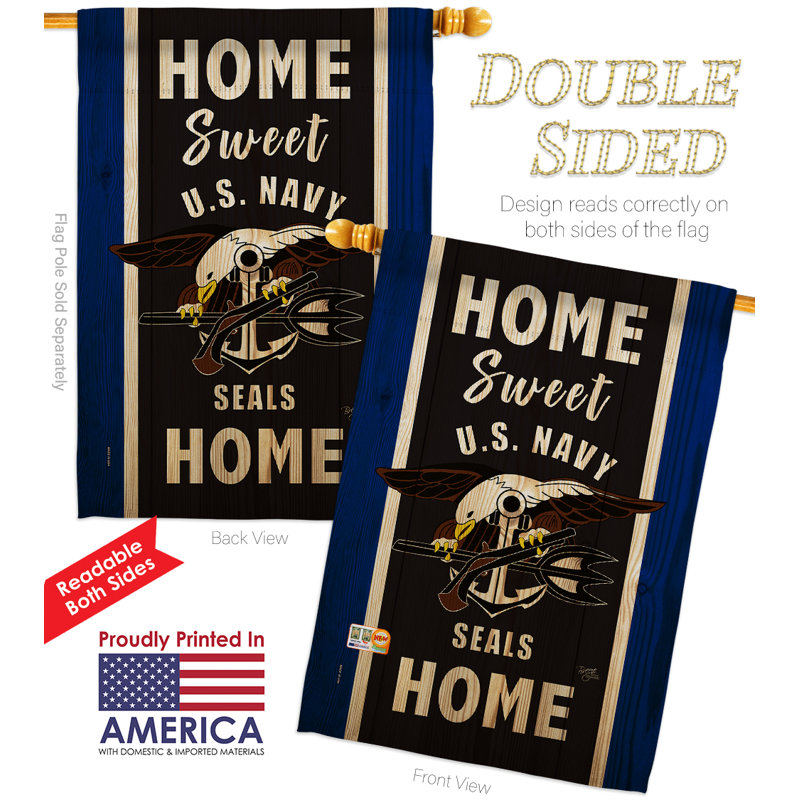 Polyester à 2 faces bleu marine Home Sweet US 40 x 28 po Drapeau pour la maison