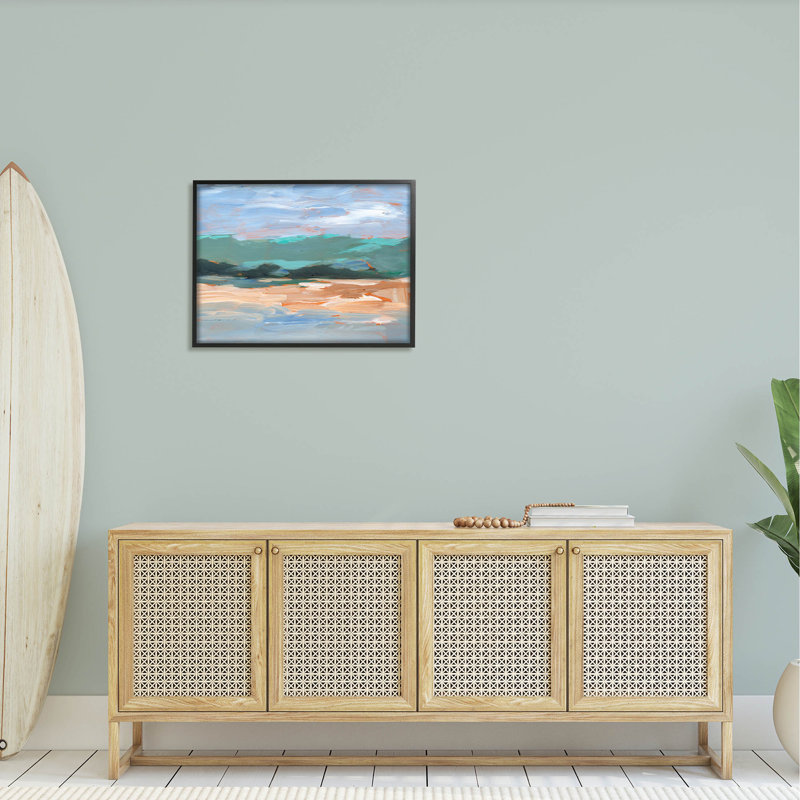 Art moderne, estampe numérique de paysage brossé par Ethan Harper, H 24 po x l 30 po x P 1,5 po, Giclée encadrée noir minuit