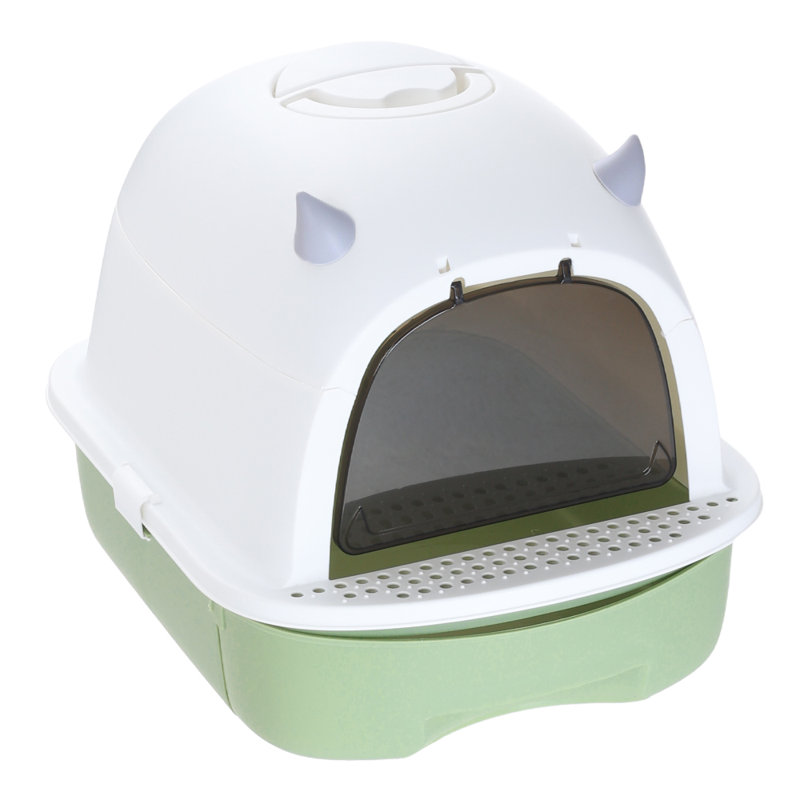 Little Devil Odor-Proof Fully Enclosed Extra-Large Folding Cat Litter Box, Green