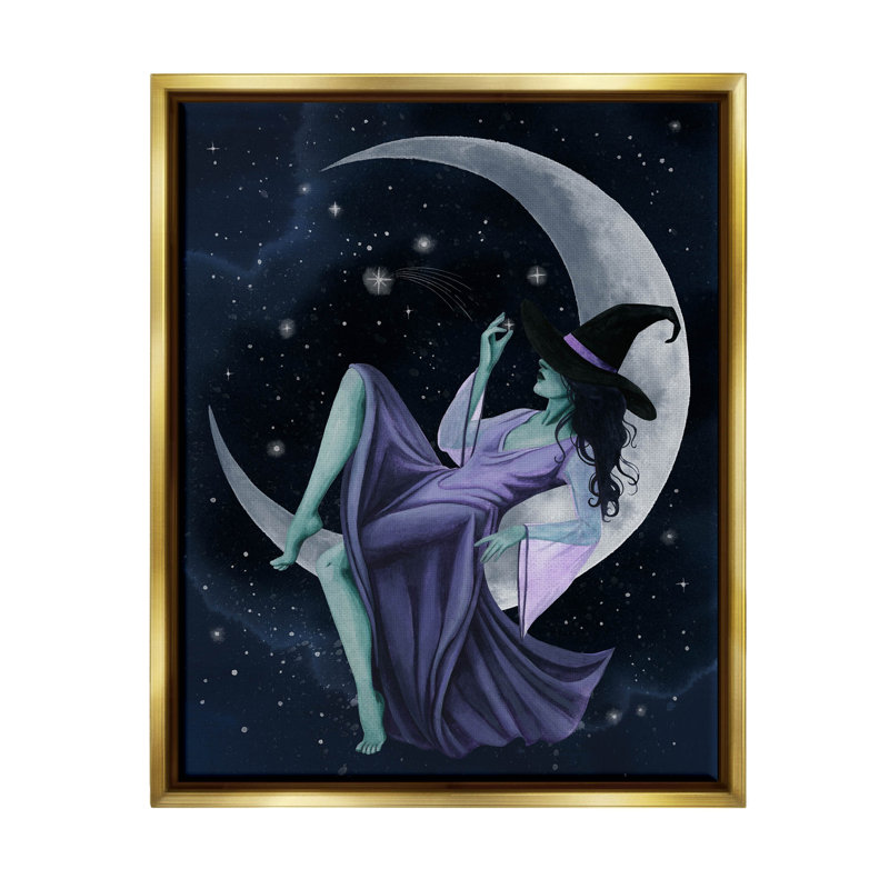 «Witch Relaxing Crescent Moon» par Grace Popp - impression sur bois, H 31 po x l 25 po x P 1,7 po