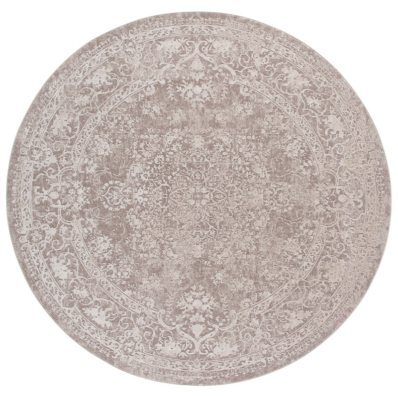 Calidia Oriental Beige/Cream Area Rug, Round 8'
