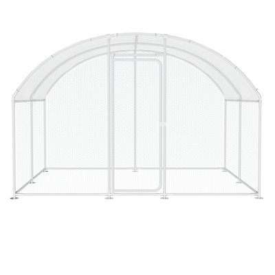 10'×6.6' Large Metal Chicken Coop Outdoor Walk-in Chicken Run Poultry Cage Pen, Round Top
